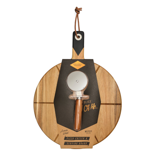 gentlemen's hardware Pizza Board with pizza cutter