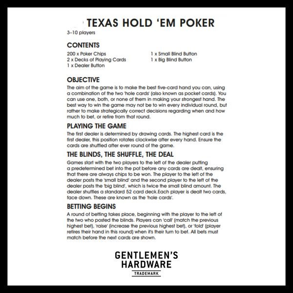 Gentlemen's Hardware Texas Hold 'em Poker