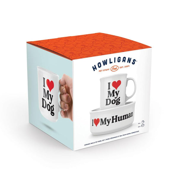 Genuine Fred CERAMIC MUG + DOG BOWL SET Love My Dog / Human