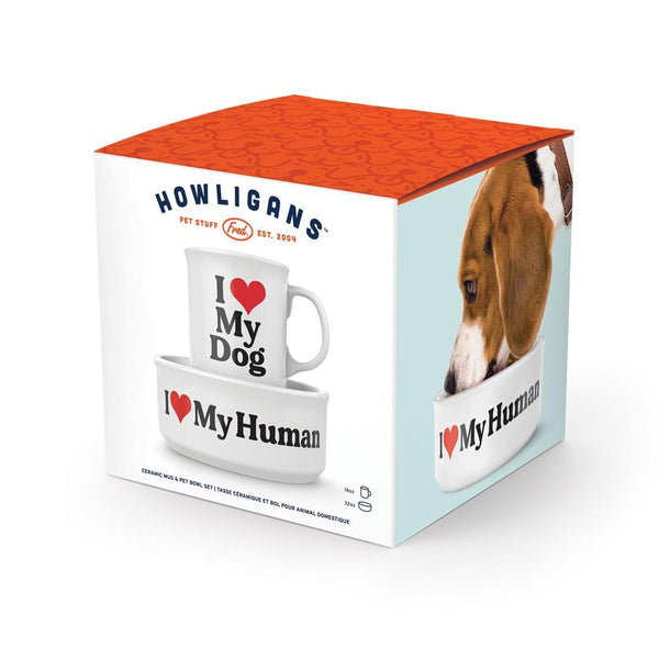 Genuine Fred CERAMIC MUG + DOG BOWL SET Love My Dog / Human