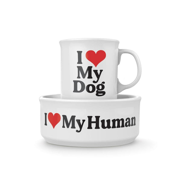 genuine fred CERAMIC MUG + DOG BOWL SET Love My Dog / Human