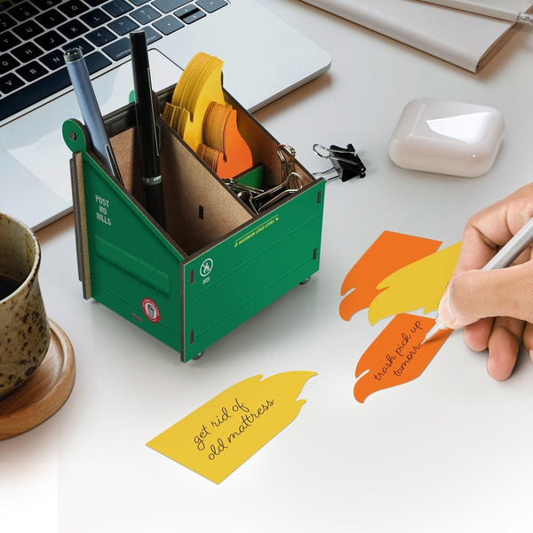 Genuine Fred DESK DUMPSTER Pencil Holder With Note Cards