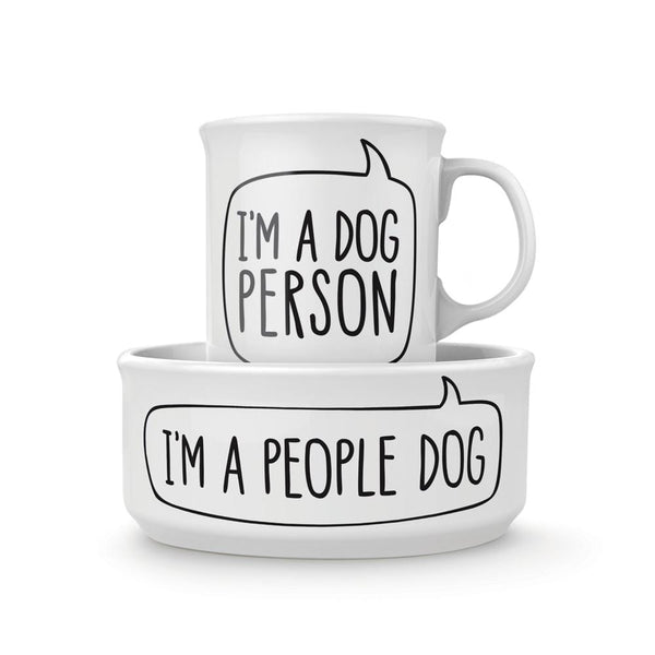 genuine fred CERAMIC MUG + DOG BOWL SET Dog Person