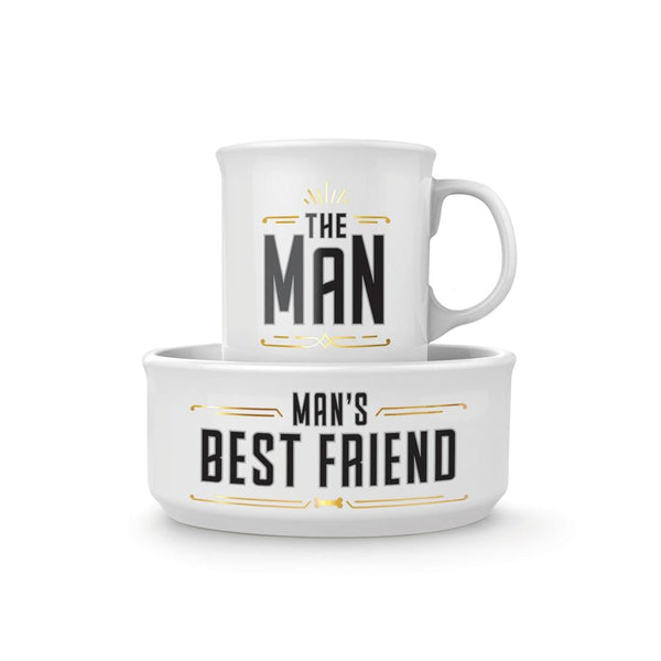 genuine fred CERAMIC MUG + DOG BOWL SET The Man