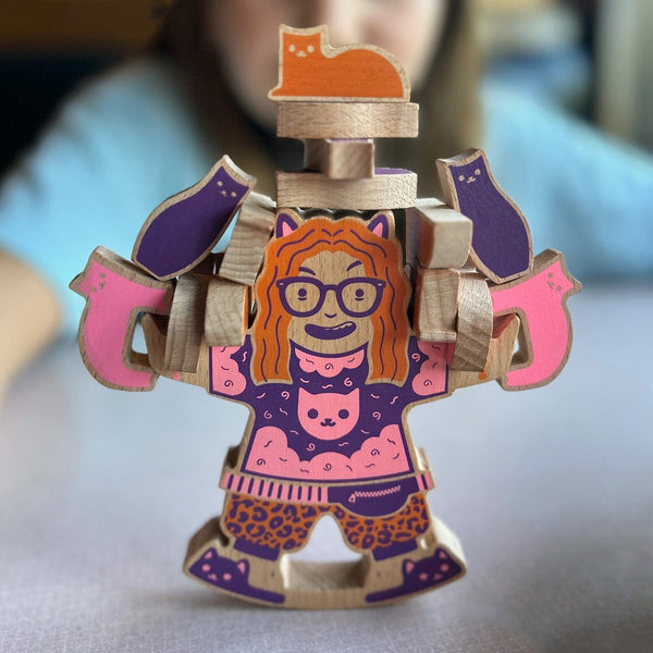 Genuine Fred CRAZY CAT LADY Wooden Stacking Game