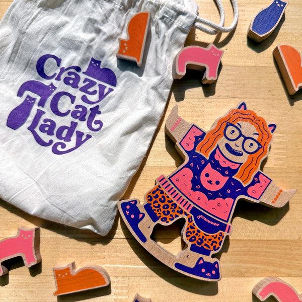 Genuine Fred CRAZY CAT LADY Wooden Stacking Game