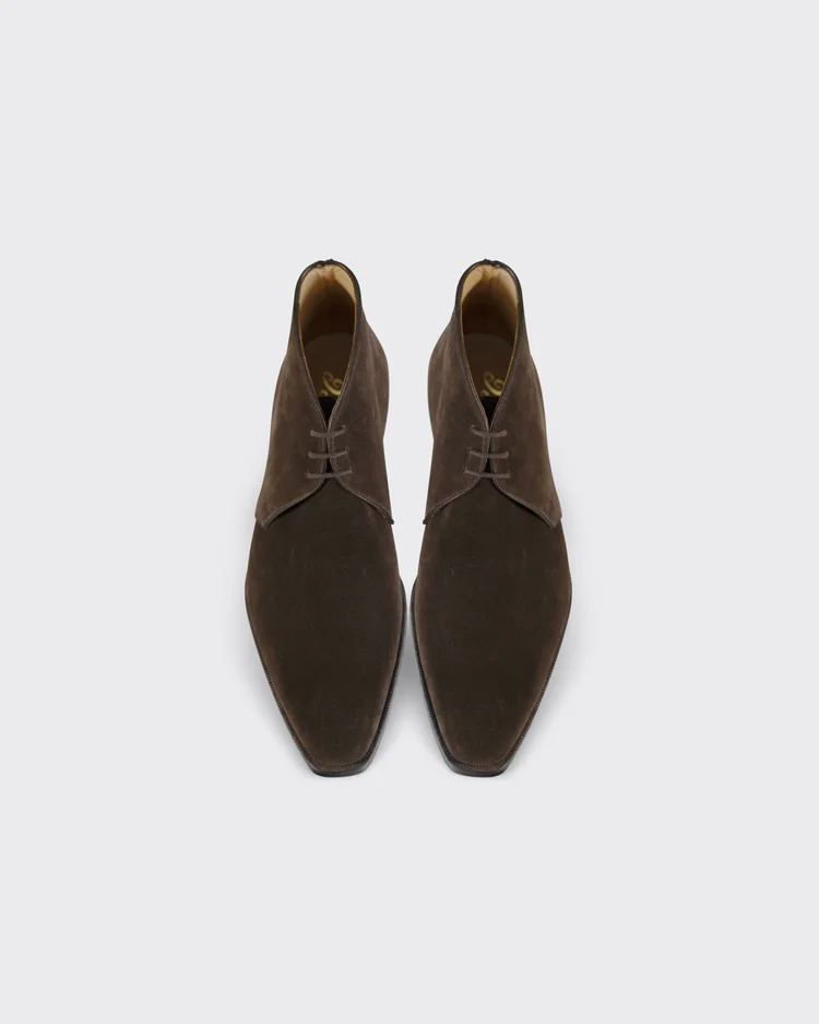 George Cleverley Nathan In Dark Brown Suede Calf