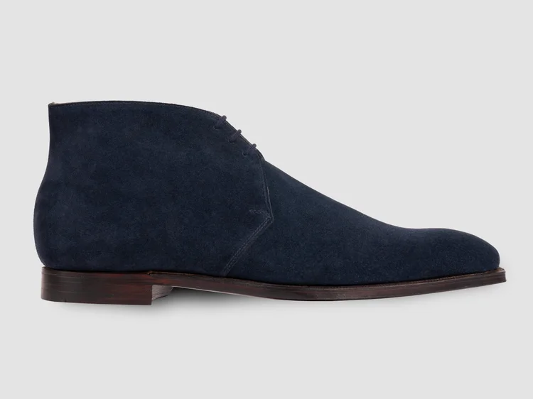 George Cleverley Nathan In Ocean Blue Suede Calf