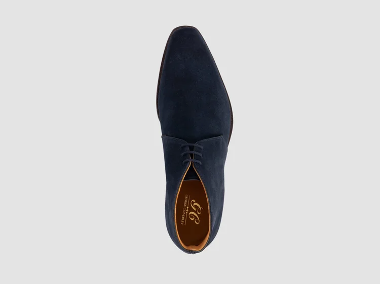 George Cleverley Nathan In Ocean Blue Suede Calf