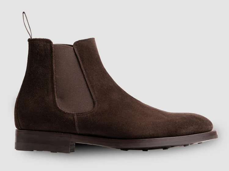 George Cleverley Jason In Dark Brown Suede With Rubber Sole