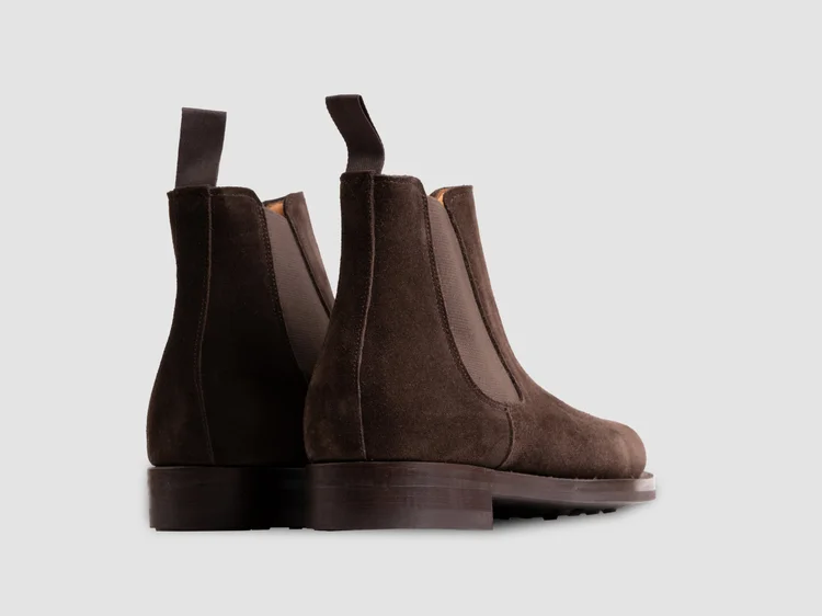 George Cleverley Jason In Dark Brown Suede With Rubber Sole