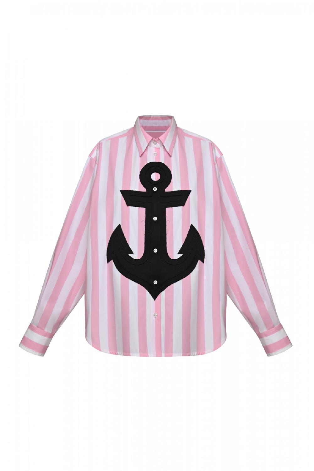 george keburia GEORGE KEBURIA - ANCHOR PATCH COTTON SHIRT