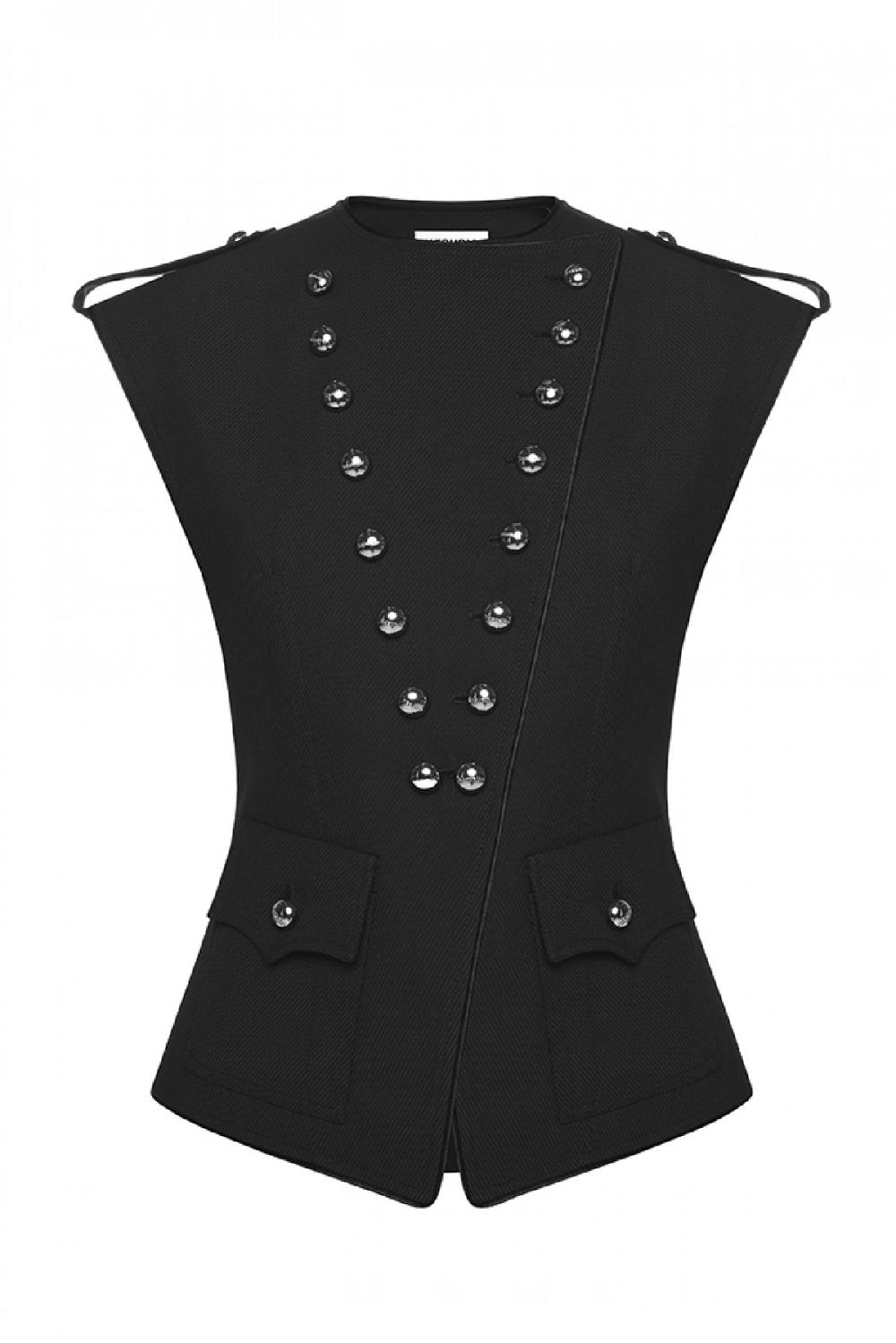 george keburia GEORGE KEBURIA - BUTTON EMBELLISHED LONGLINE VEST