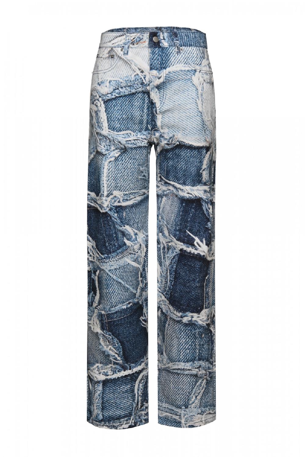 george keburia GEORGE KEBURIA - DENIM-ON-DENIM PRINT PANTS