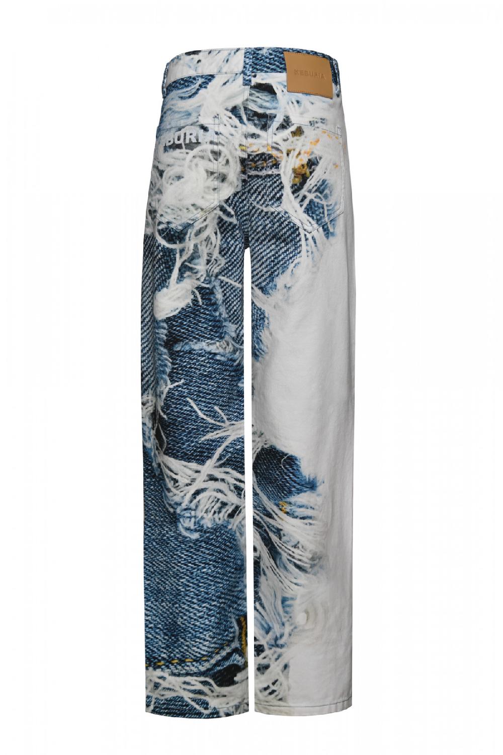 George Keburia GEORGE KEBURIA - DISTRESSED DENIM PRINT PANTS