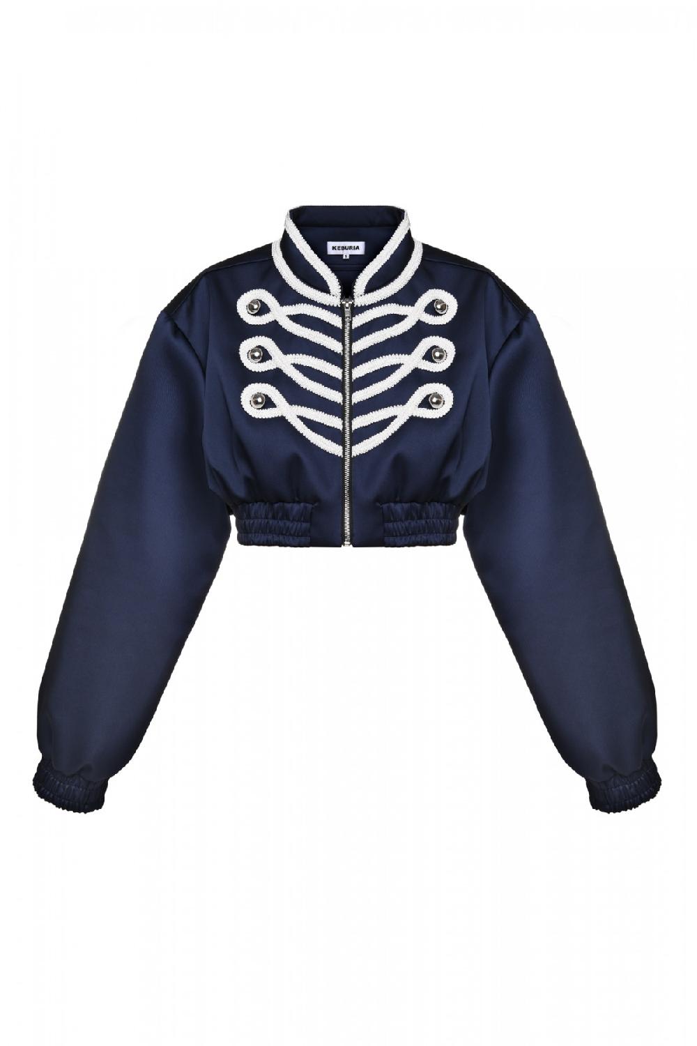 george keburia GEORGE KEBURIA - EMBELLISHED CROPPED BOMBER JACKET
