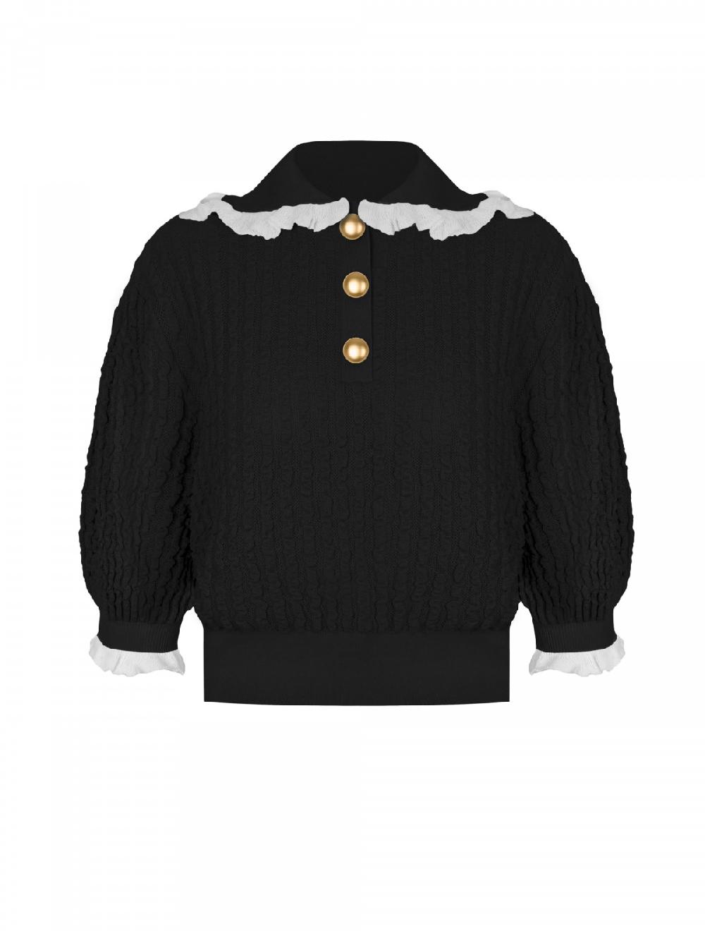 george keburia GEORGE KEBURIA - EXTRA COLLAR KNIT TOP