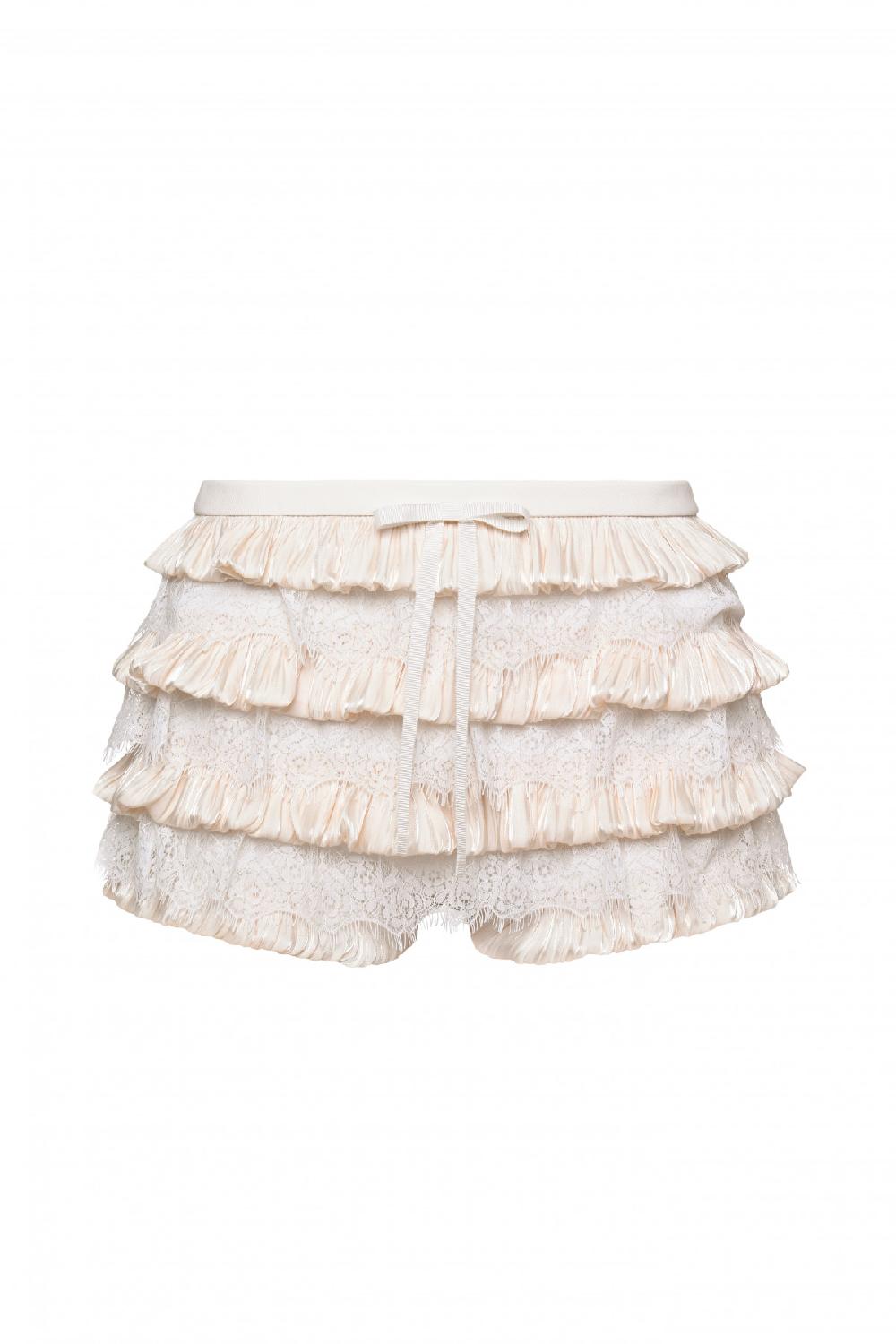 george keburia GEORGE KEBURIA - RUFFLED MINI SHORTS