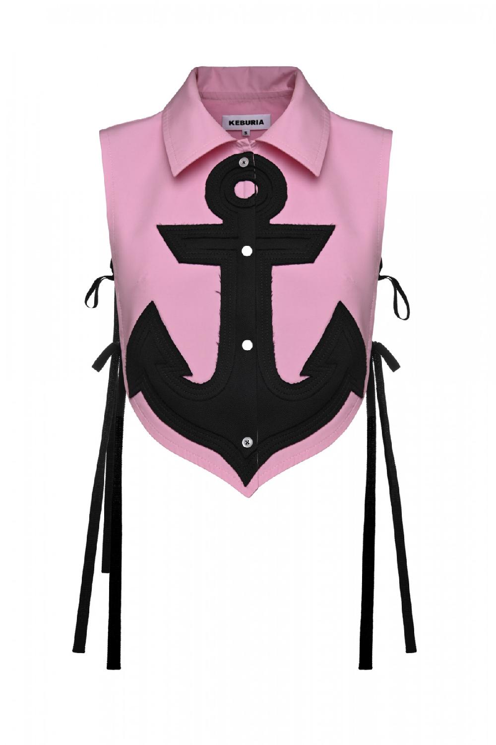 george keburia GEORGE KEBURIA - OVERSIZED ANCHOR PATCH COTTON BLOUSE