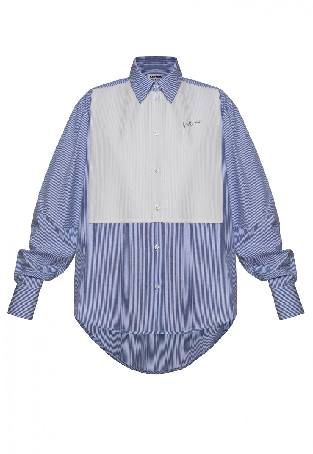 george keburia GEORGE KEBURIA - PINTUCKED COTTON POPLIN SHIRT
