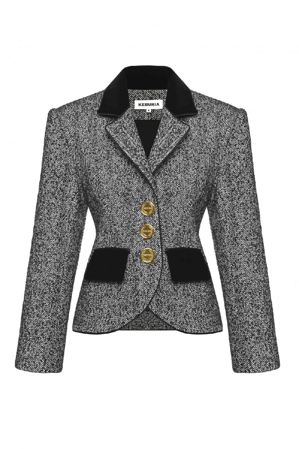 george keburia GEORGE KEBURIA - VELVET-EMBELLISHED BLAZER