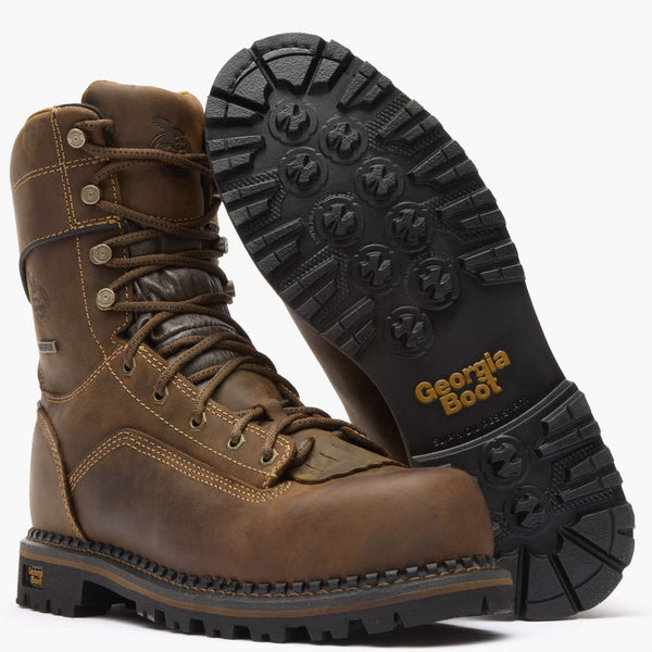Georgia Boot Georgia Boot AMP LT Low Heel Logger Composite Toe Waterproof Work Boot CRAZY HORSE