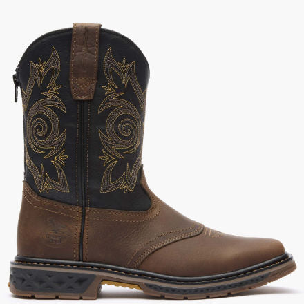 georgia boot Georgia Boot Carbo-Tec LT Big Kids Pull-On Saddle Boot BROWN BLACK