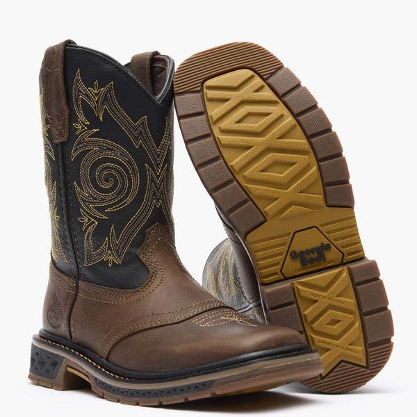 Georgia Boot Georgia Boot Carbo-Tec LT Little Kids Pull-On Saddle Boot BROWN BLACK