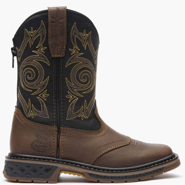 georgia boot Georgia Boot Carbo-Tec LT Little Kids Pull-On Saddle Boot BROWN BLACK