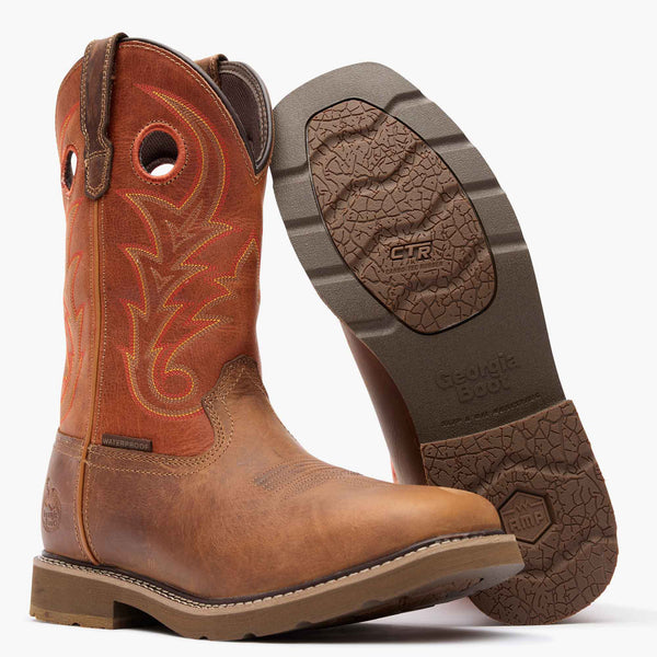 Georgia Boot Georgia Boot Core 37 Western 11" Waterproof Pull-On Work Boot BROWN RUST