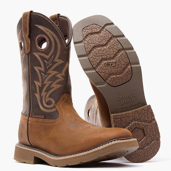 Georgia Boot Georgia Boot Core 37 Western 11" Waterproof Pull-On Work Boot Brown