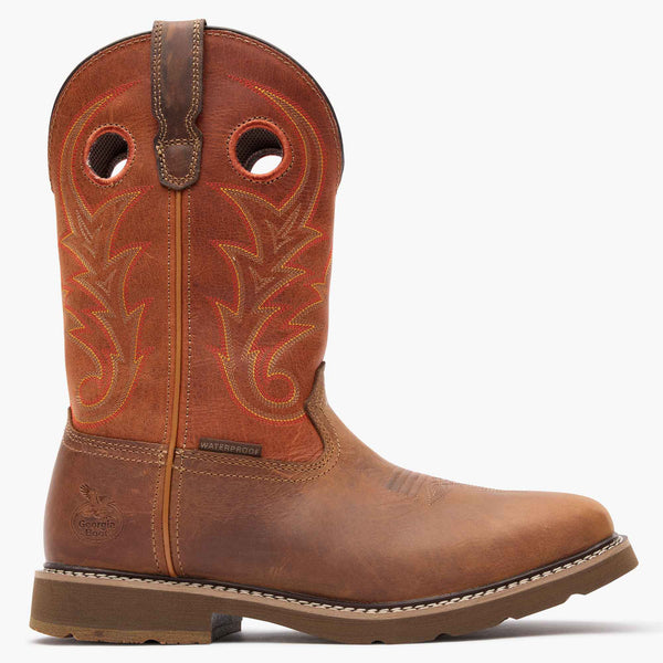 georgia boot Georgia Boot Core 37 Western 11" Waterproof Pull-On Work Boot BROWN RUST