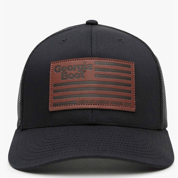 Georgia Boot Georgia Boot Unisex Leather Patch Trucker Hat Black