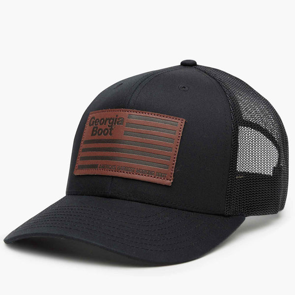 Georgia Boot Georgia Boot Unisex Leather Patch Trucker Hat Black