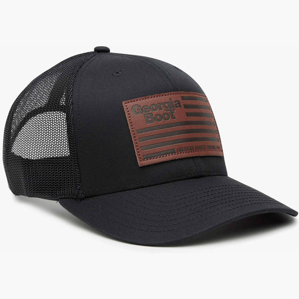 georgia boot Georgia Boot Unisex Leather Patch Trucker Hat Black