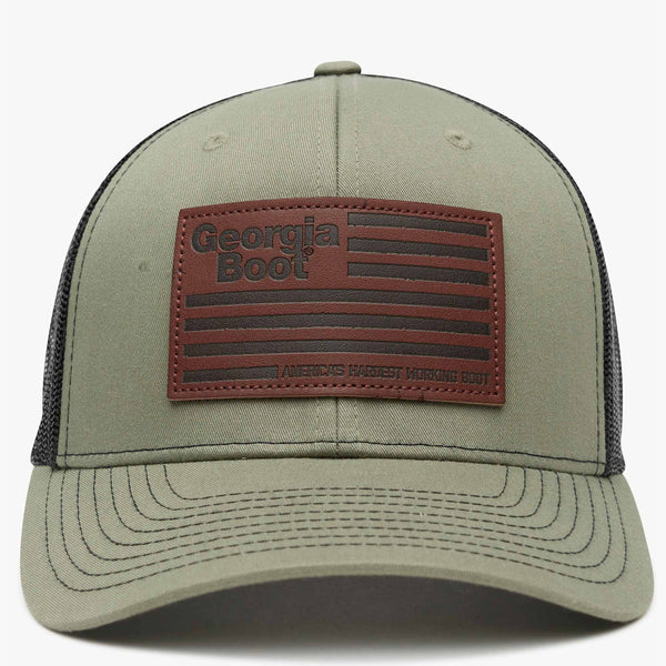 Georgia Boot Georgia Boot Unisex Leather Patch Trucker Hat Olive