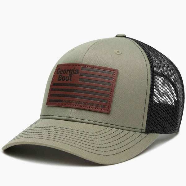Georgia Boot Georgia Boot Unisex Leather Patch Trucker Hat Olive