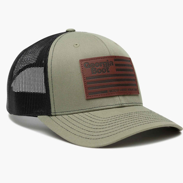 georgia boot Georgia Boot Unisex Leather Patch Trucker Hat Olive