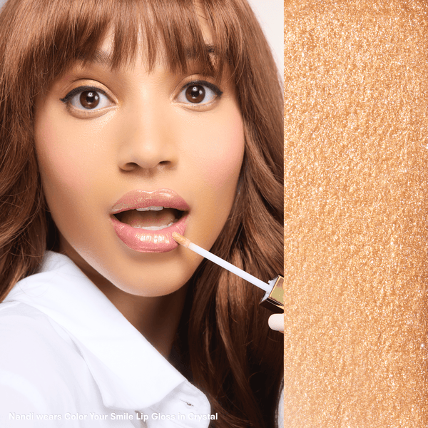 Gerard Cosmetics Crystal Color Your Smile Clear Lip Gloss With Gold Glitter Mirror And Light - Buttery Smooth Opaque – Gerard Cosmetics