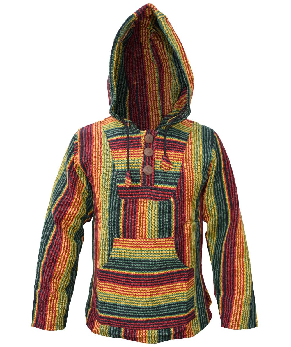 Gheri Cotton Multicolored Ethnic Baja Hoody Turquoise Mix
