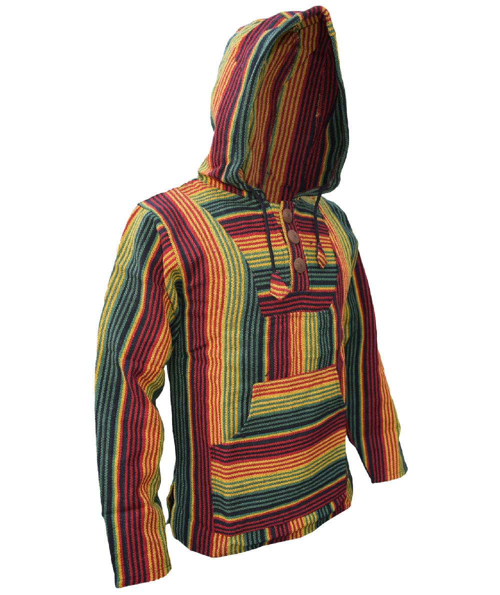Gheri Cotton Multicolored Ethnic Baja Hoody Turquoise Mix