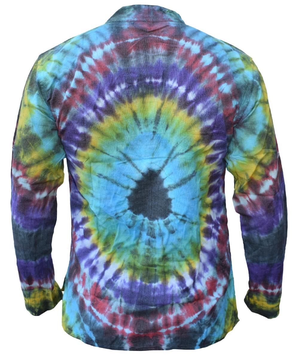 Gheri Cotton Tie Dye Casual Grandad Shirt Marble Tie Dye