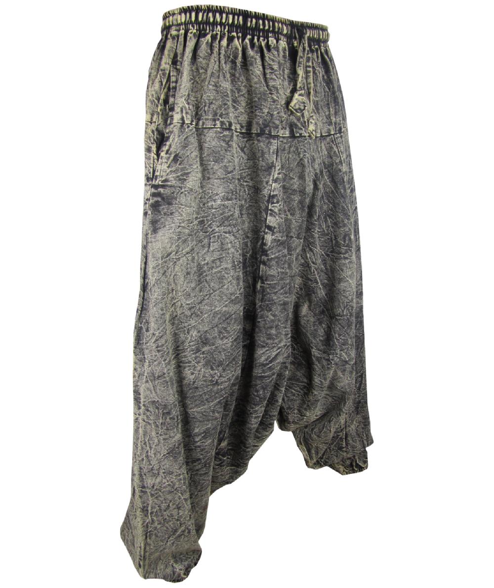 Gheri Dusky Aladdin Stonewashed Drop Crotch Harem Pants Black