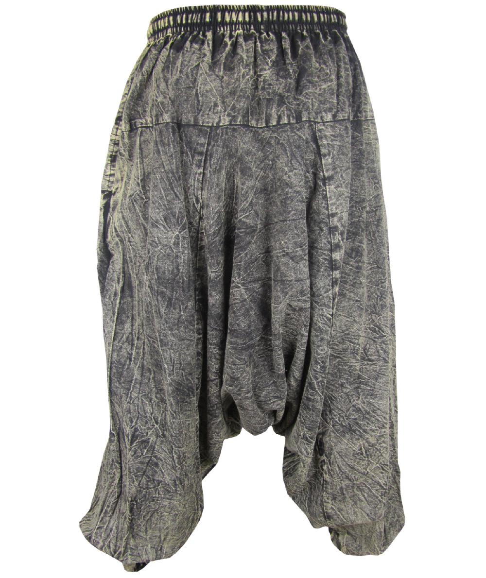 Gheri Dusky Aladdin Stonewashed Drop Crotch Harem Pants Black