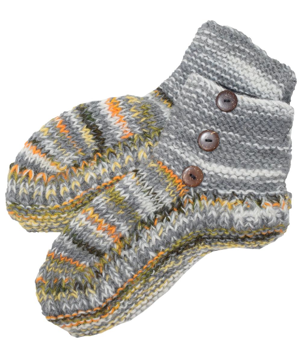 Gheri Fleece Lined Multicolored Knitted Woolen Slipper Socks A