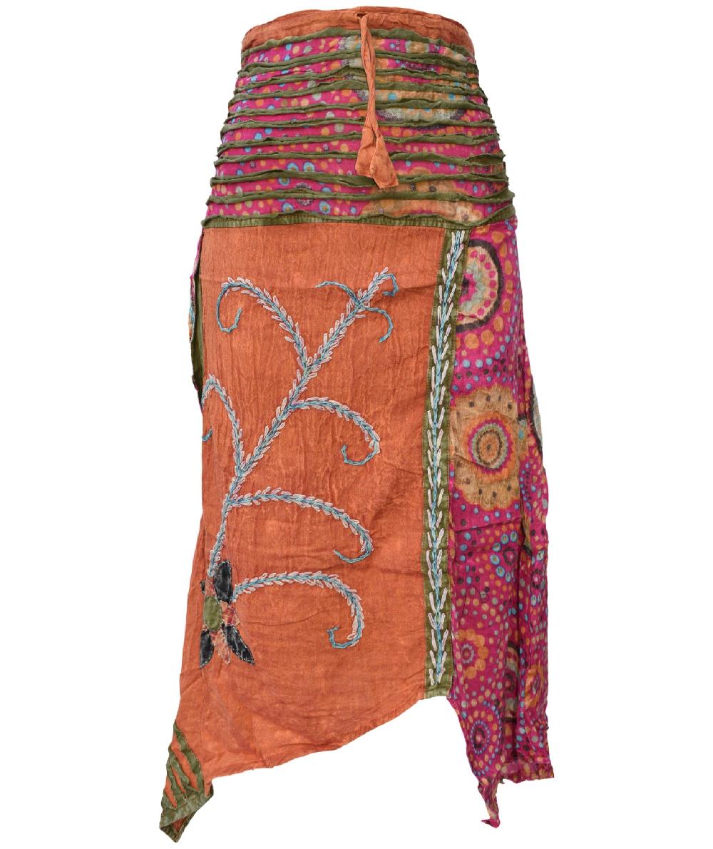 gheri Asymmetrical Embroidery Skirt petrol