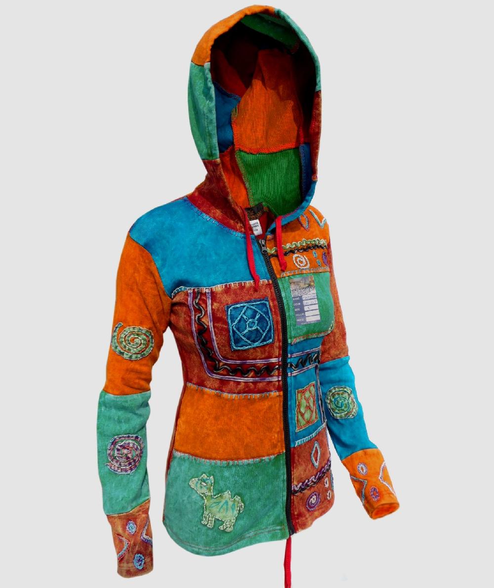 Gheri Aztec Embroidery Ribs Hoody