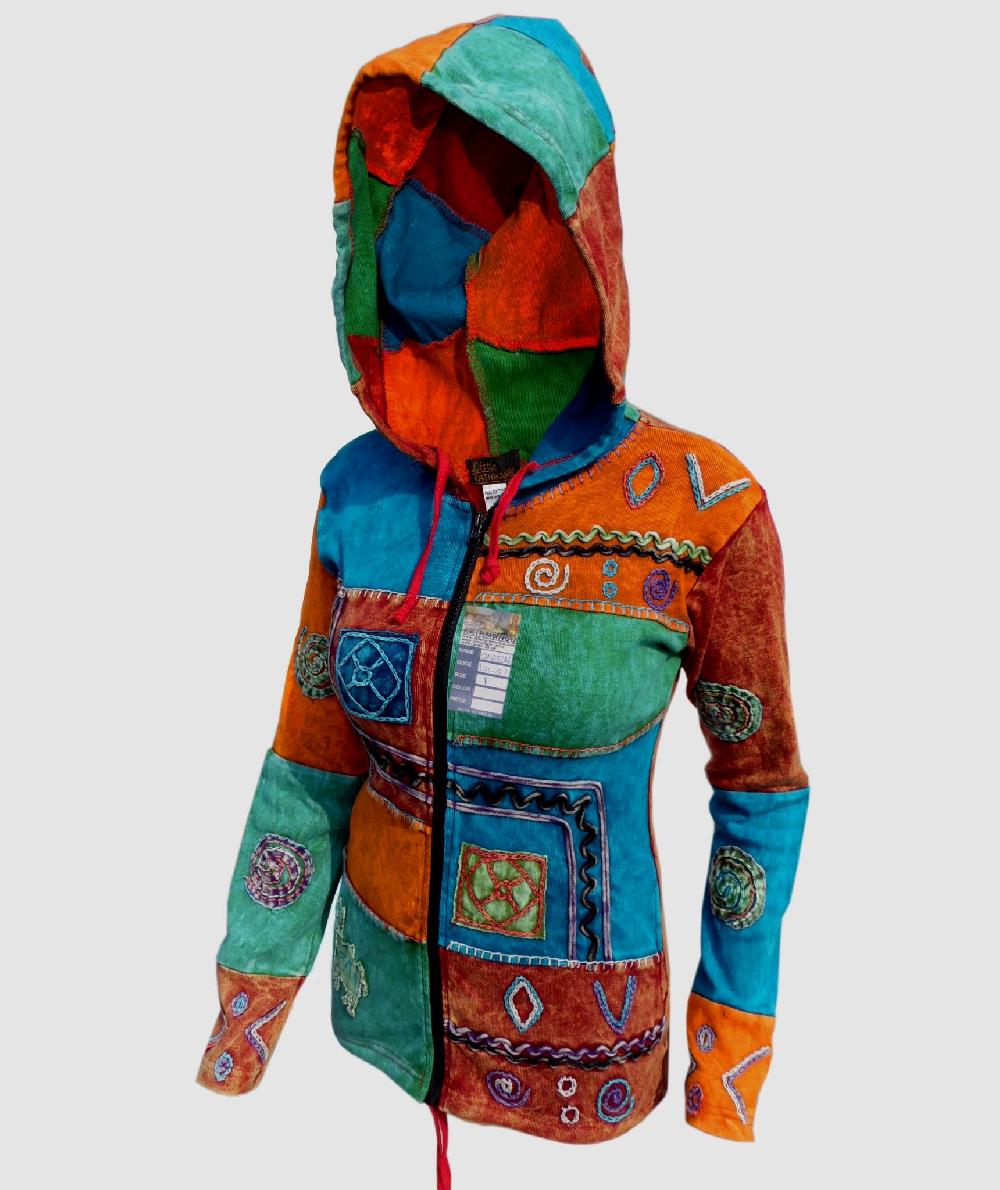 Gheri Aztec Embroidery Ribs Hoody