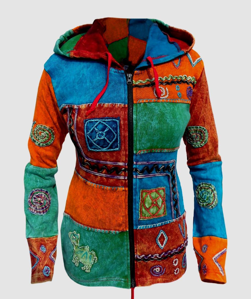 gheri Aztec Embroidery Ribs Hoody