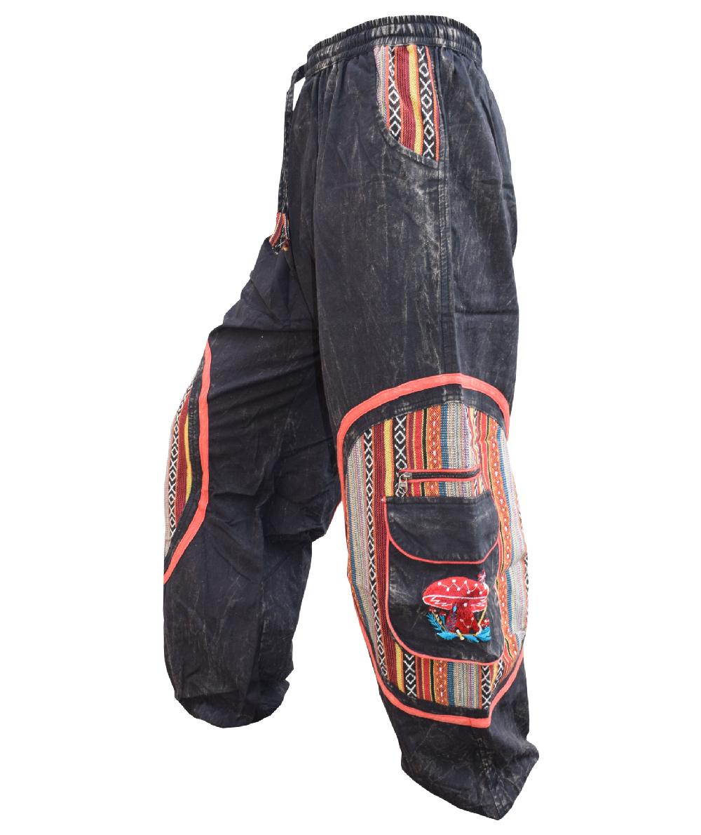 Gheri Aztec Pocket Mushroom Print Trouser Brown